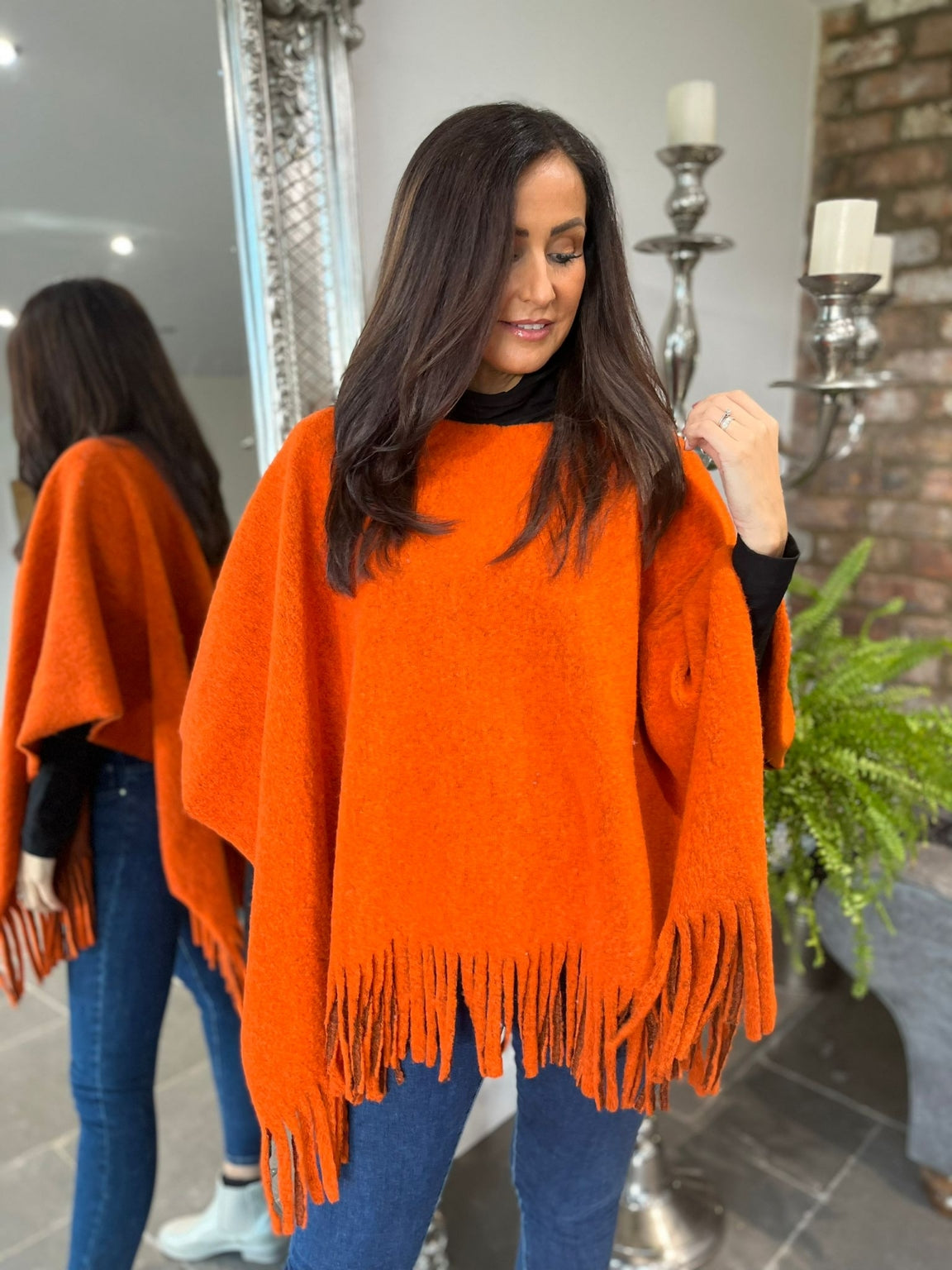 Plain Tassel Hem Poncho Hayden