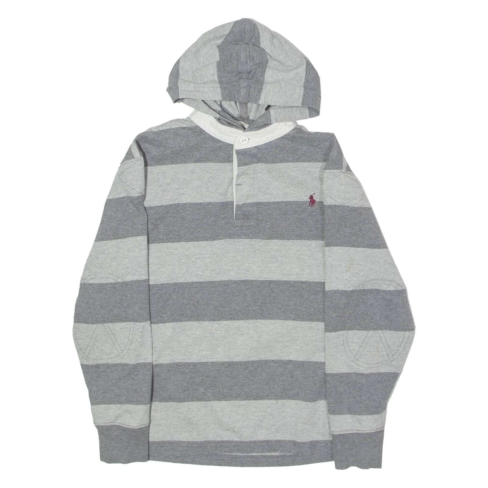 POLO RALPH LAUREN Striped Boys Grey Hoodie 90s S