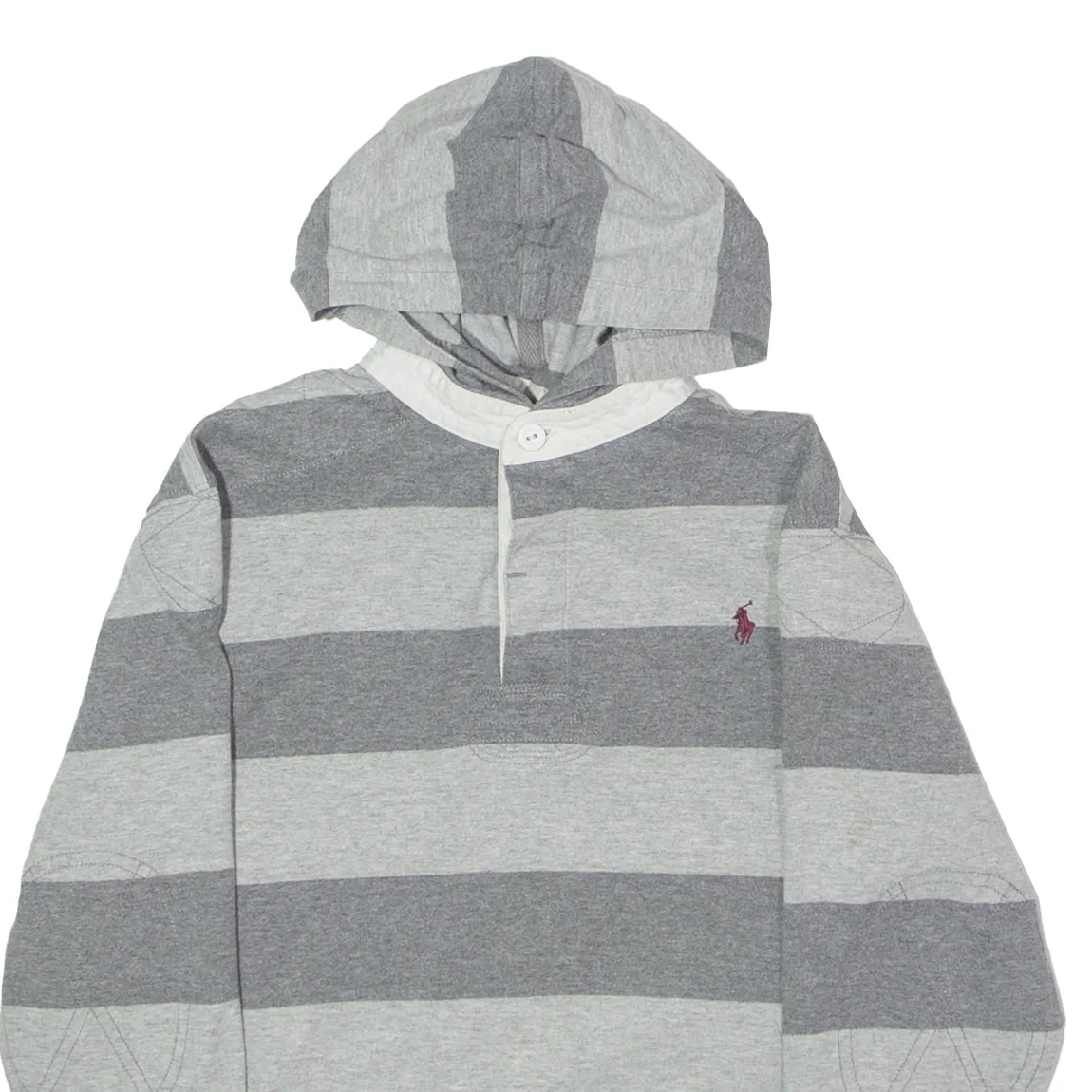 POLO RALPH LAUREN Striped Boys Grey Hoodie 90s S