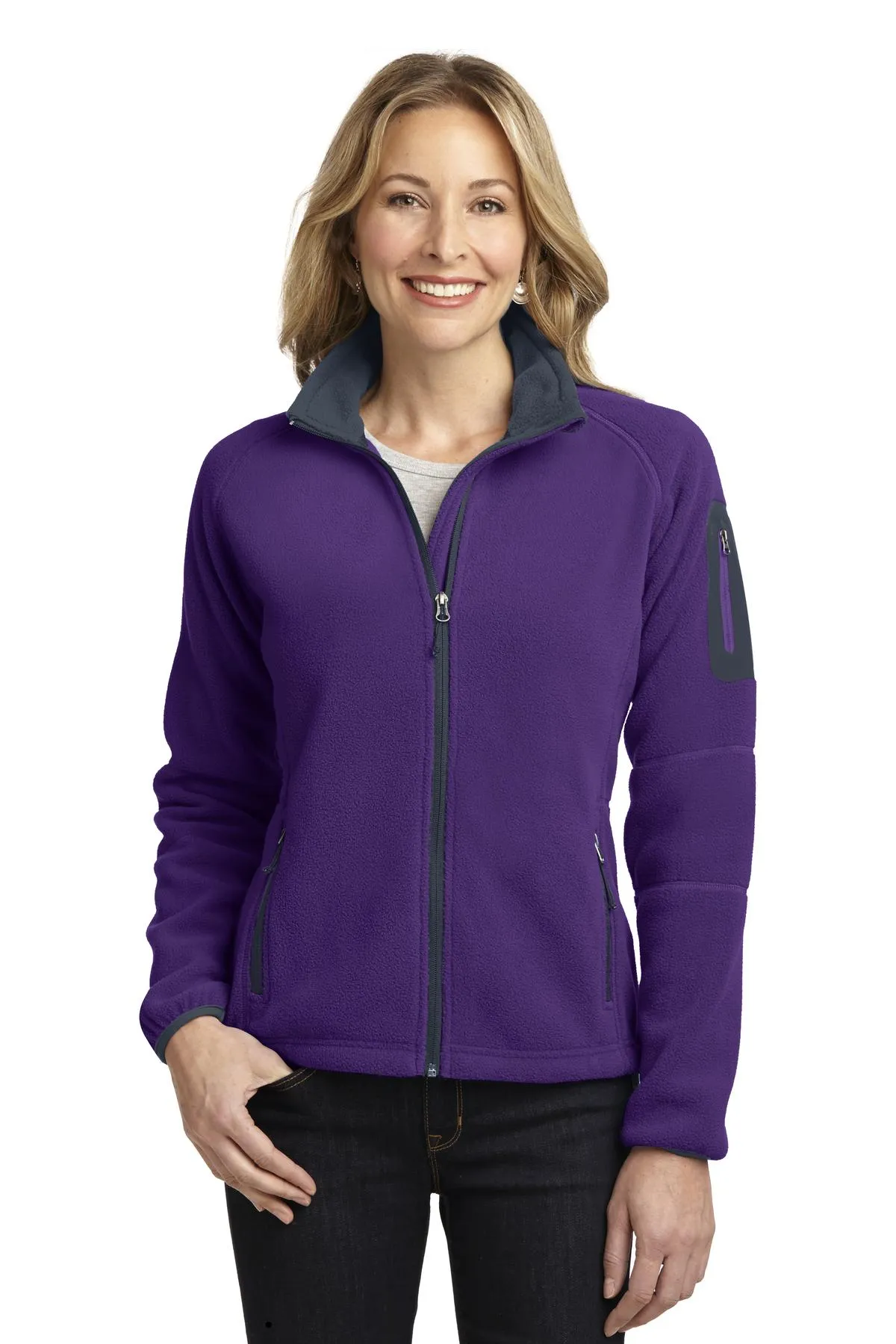 Port Authority Ladies Enhanced Value Fleece Full-Zip Jacket L229 Bright Purple/ Battleship Grey