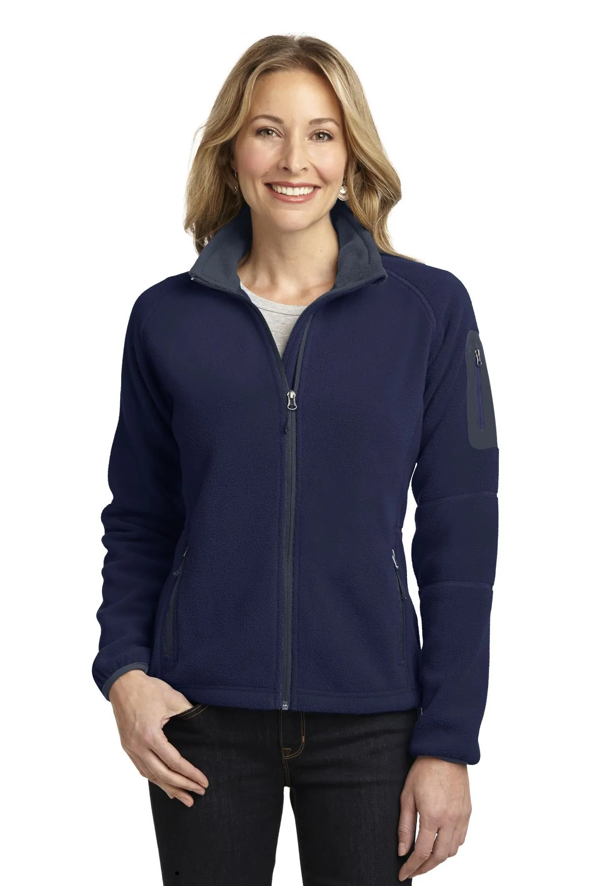 Port Authority Ladies Enhanced Value Fleece Full-Zip Jacket L229 Navy/ Battleship Grey