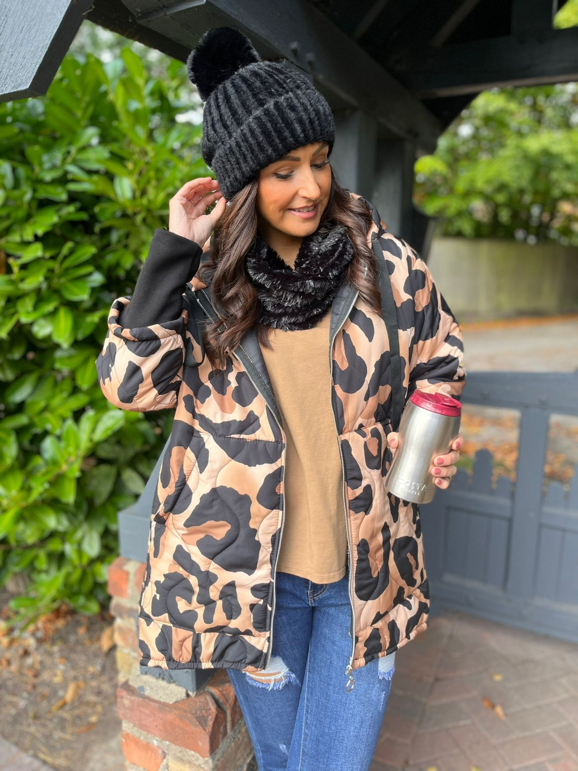 Quilted Animal Print Coat Monica