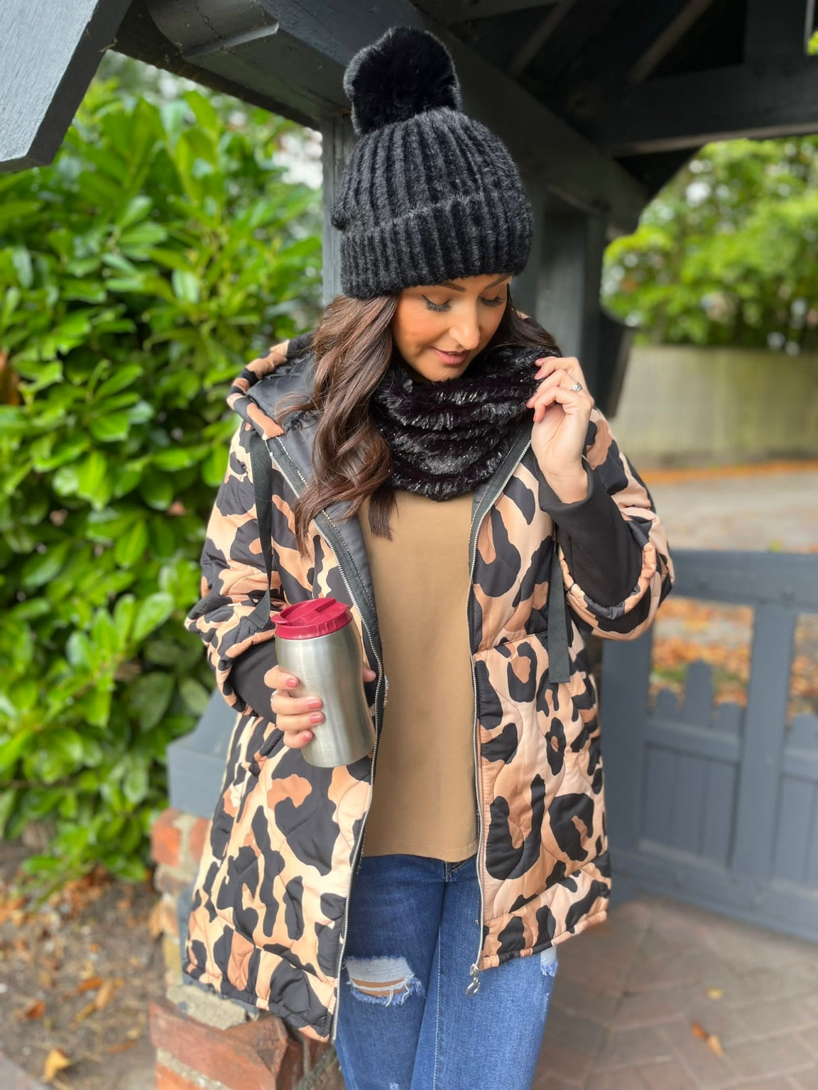 Quilted Animal Print Coat Monica