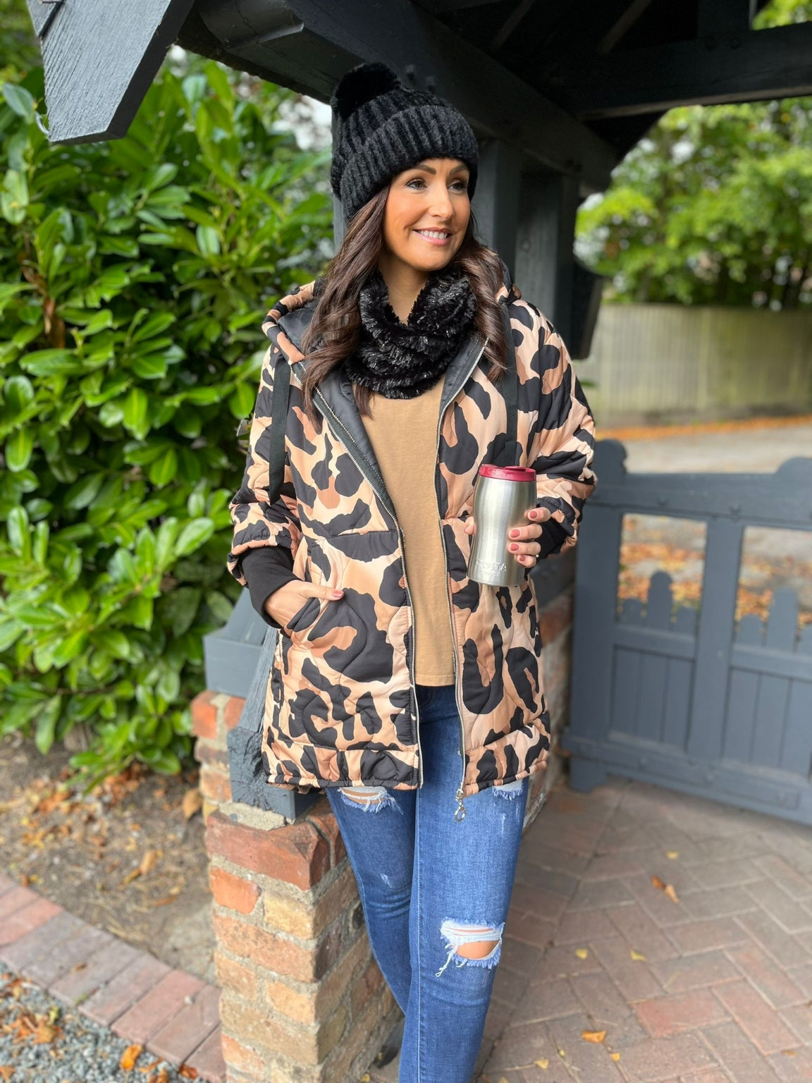 Quilted Animal Print Coat Monica