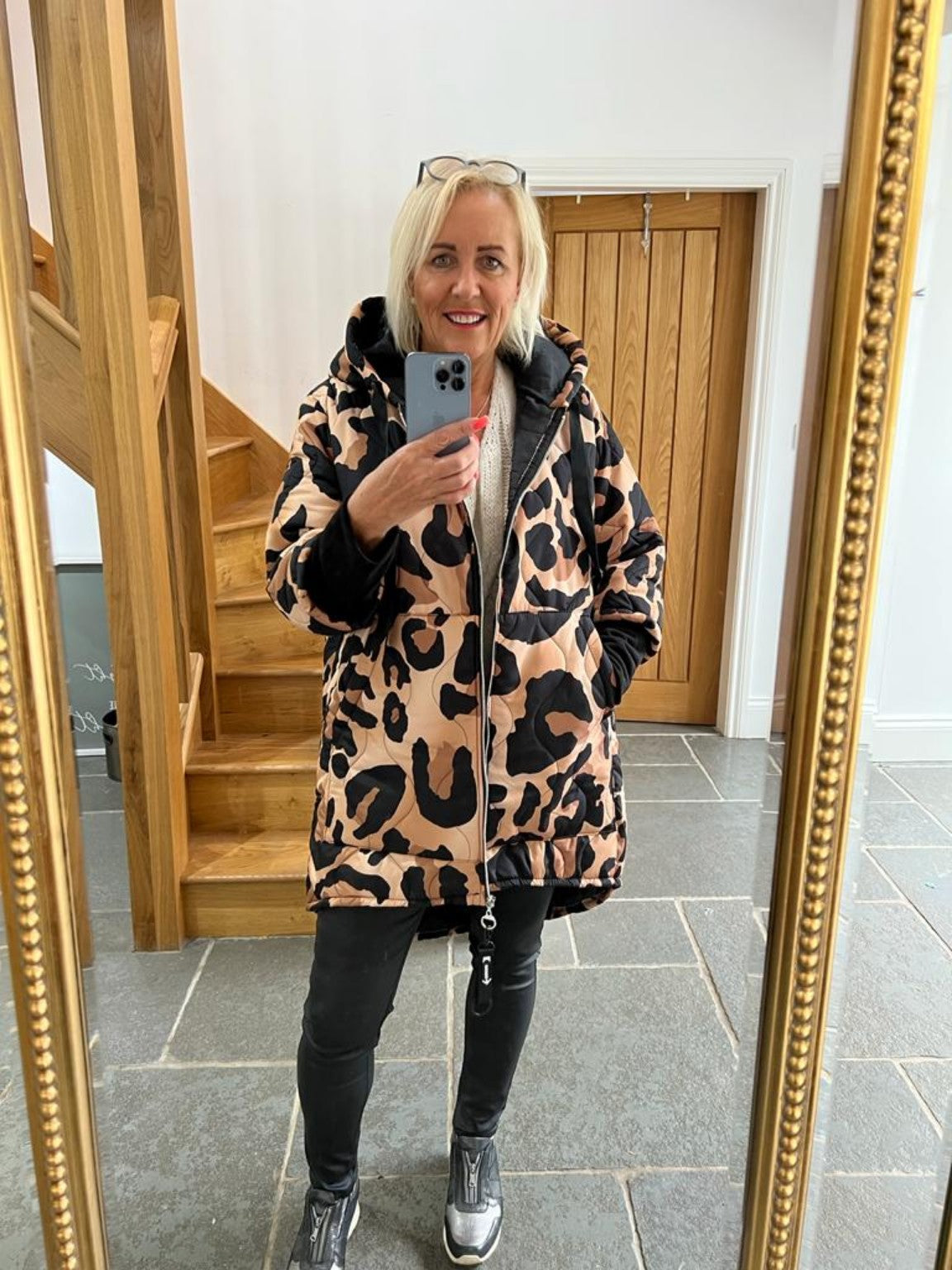 Quilted Animal Print Coat Monica