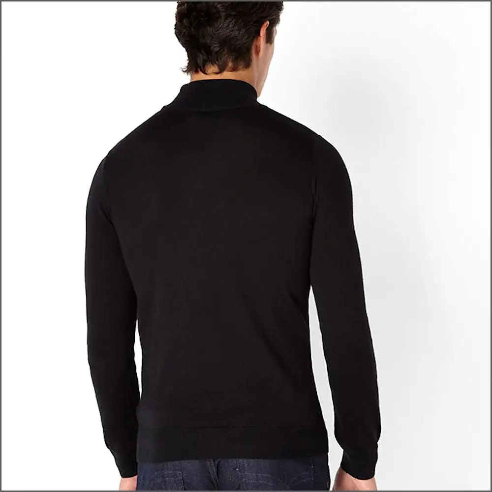 Remus Uomo Black Slim Fit Merino Wool-Blend Turtle Neck Sweater>>