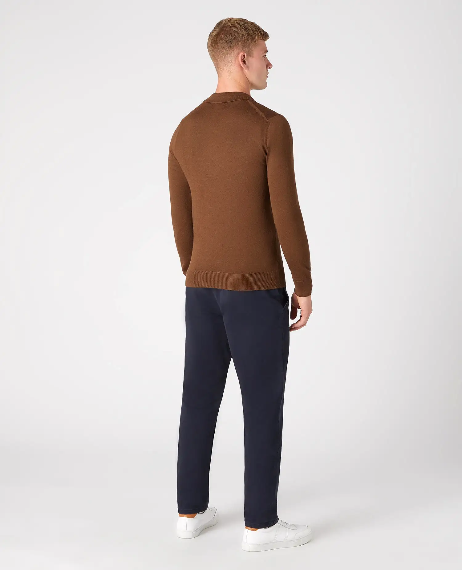 REMUS UOMO Merino Blend Sports Collar Jumper/Deep Caramel - AW22 SALE