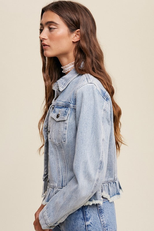 Ruffle Denim Jacket