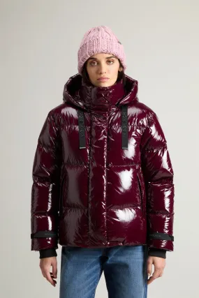 Short Quilted Parka in Glossy Nylon