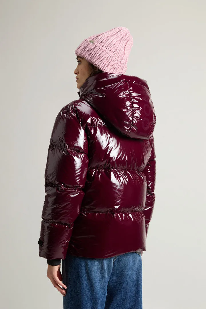 Short Quilted Parka in Glossy Nylon