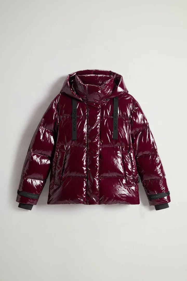 Short Quilted Parka in Glossy Nylon