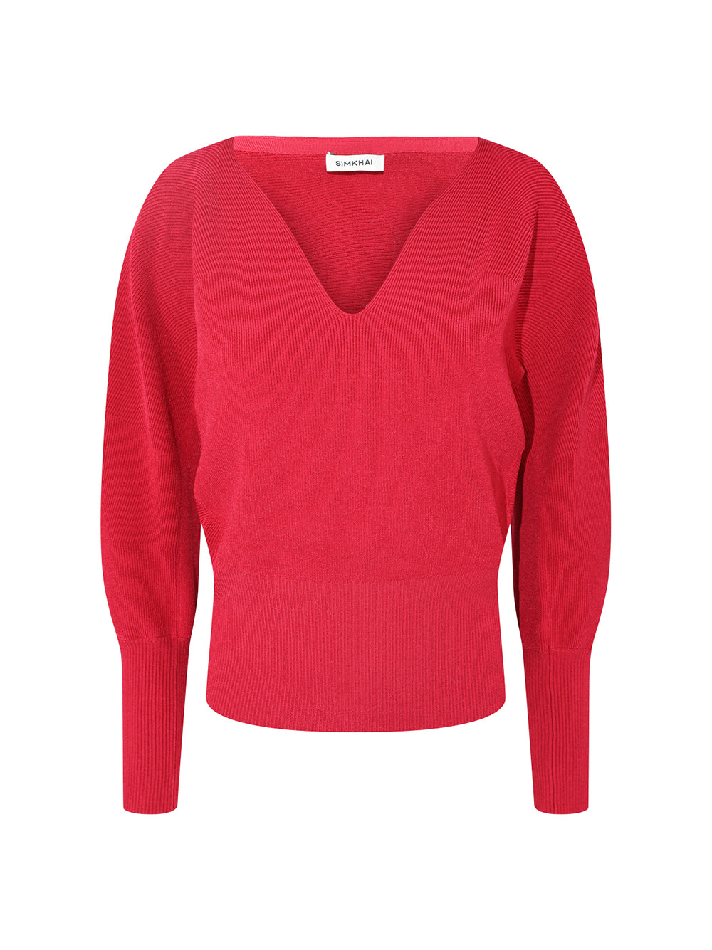 Simkhai Montana Pullover V-Neck Sweater in Cherry