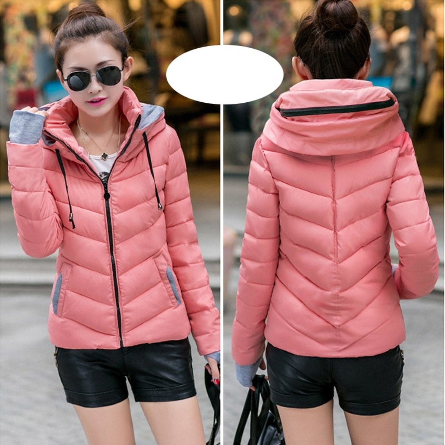 Slim Cotton Padded Thicken Outerwear Solid Hooded Coats