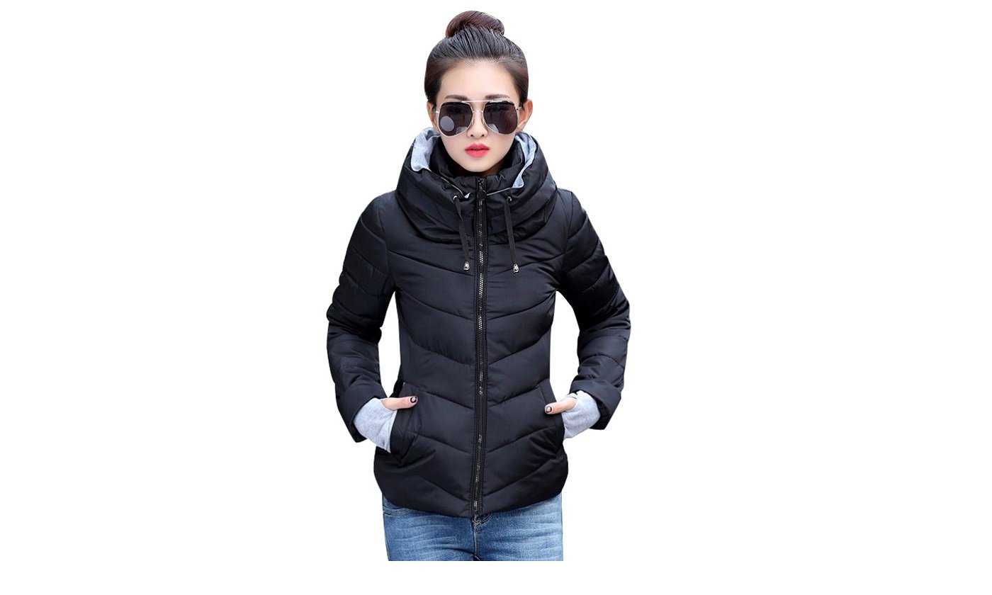 Slim Cotton Padded Thicken Outerwear Solid Hooded Coats