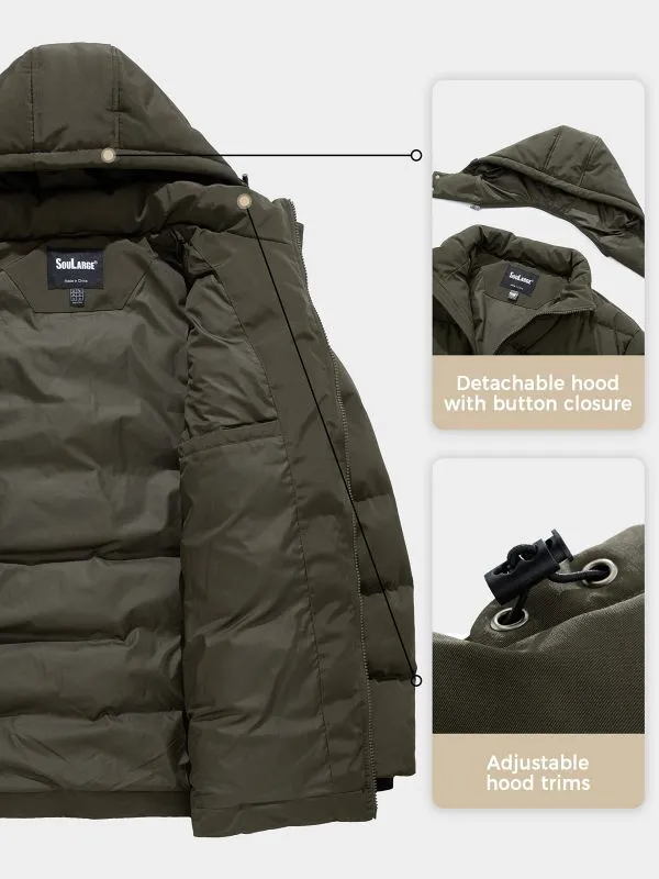 Soularge Men's Big and Tall Insulated Waterproof Winter Hooded Parka Coat