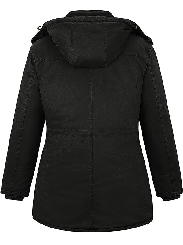 Soularge Women's Winter Plus Size Padded Fleece Parka Coat with Hood