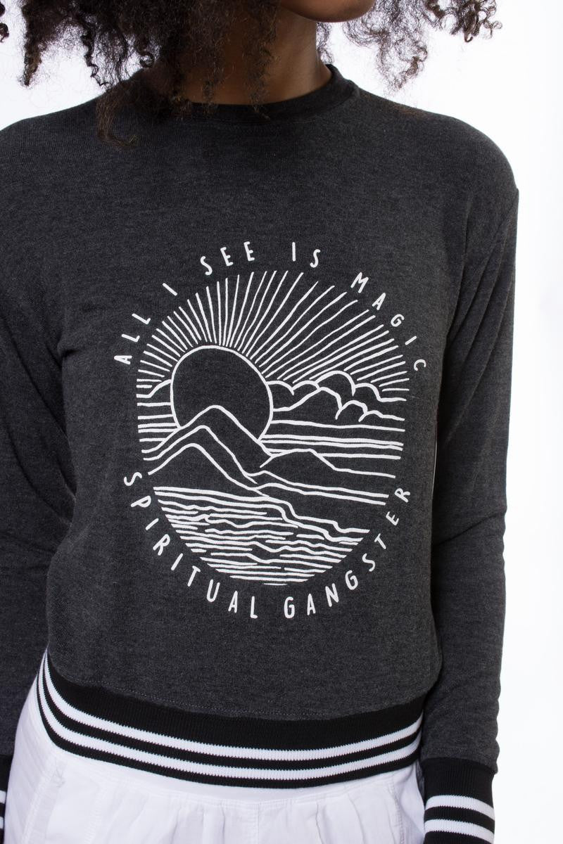 Spiritual Gangster All I See is Magic Savasana Sweater Vintage Black