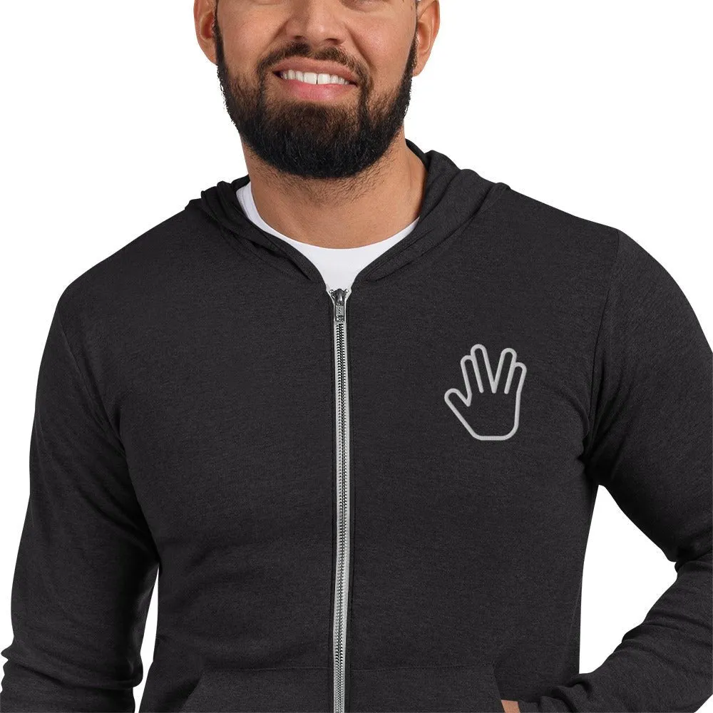 Star Trek Vulcan Salute Zip up Embroidered Hoodie