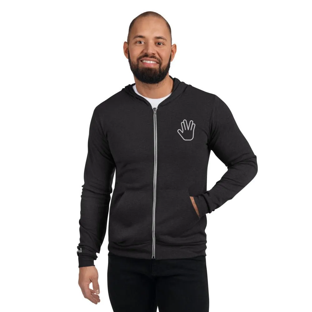 Star Trek Vulcan Salute Zip up Embroidered Hoodie