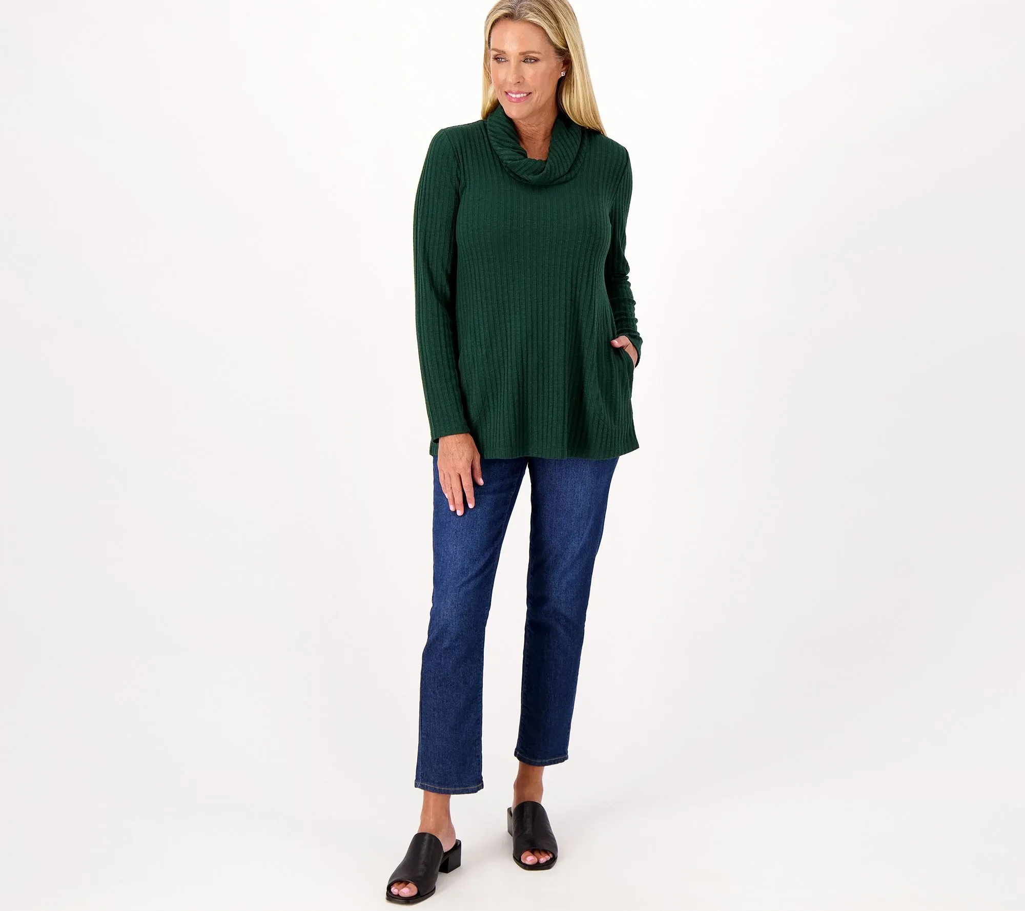 Susan Graver Weekend Reg Sweater Rib Knit Long Sleeve Tunic