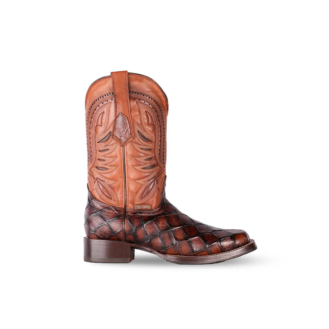 Texas Country Western Boot Pez Piraru Choco Mun Square Toe E687