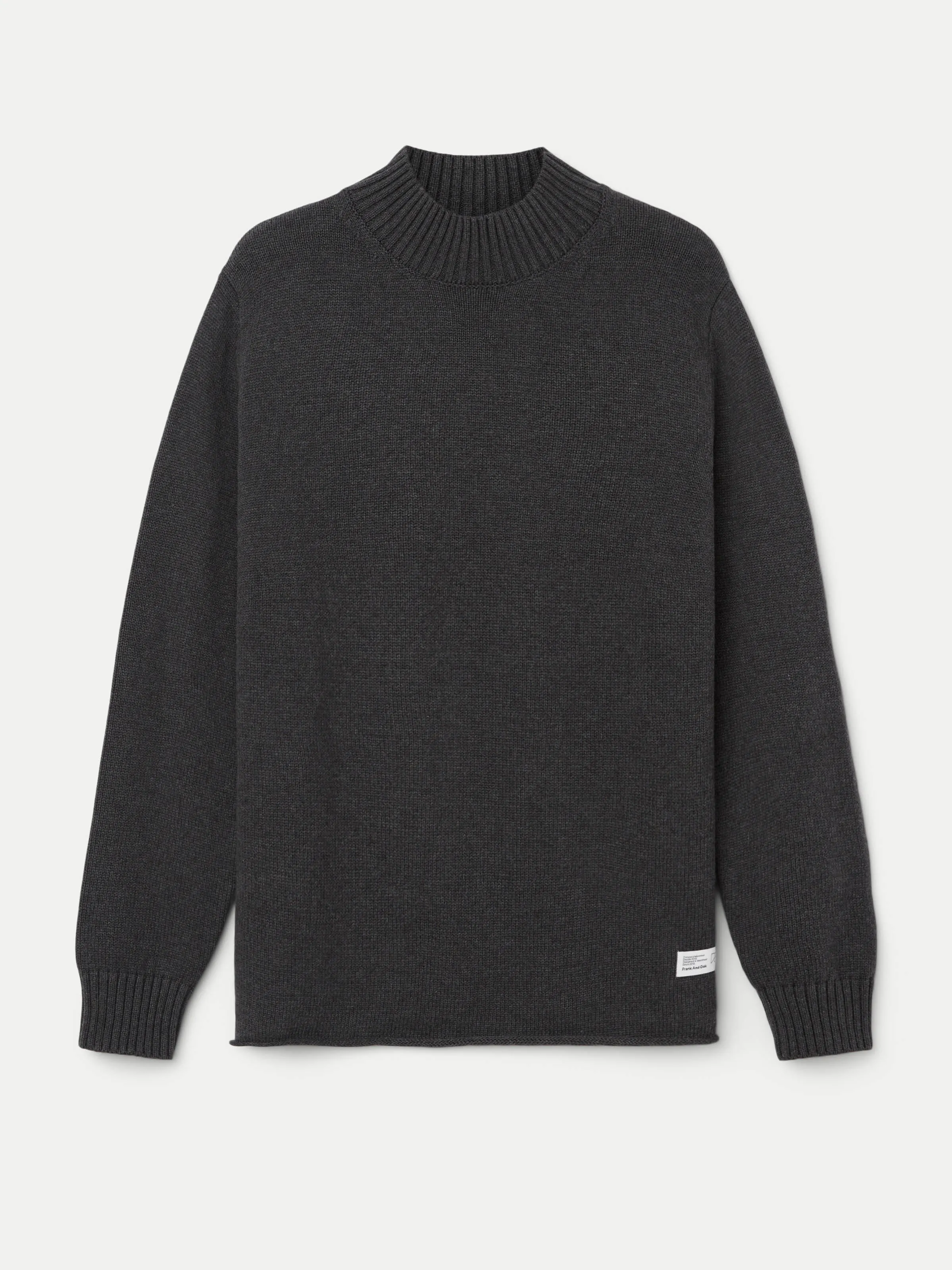 The Funnel Neck Sweater in Grey Black