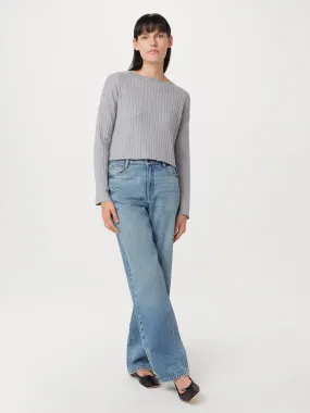 The Merino Wool Cropped Sweater in Light Grey