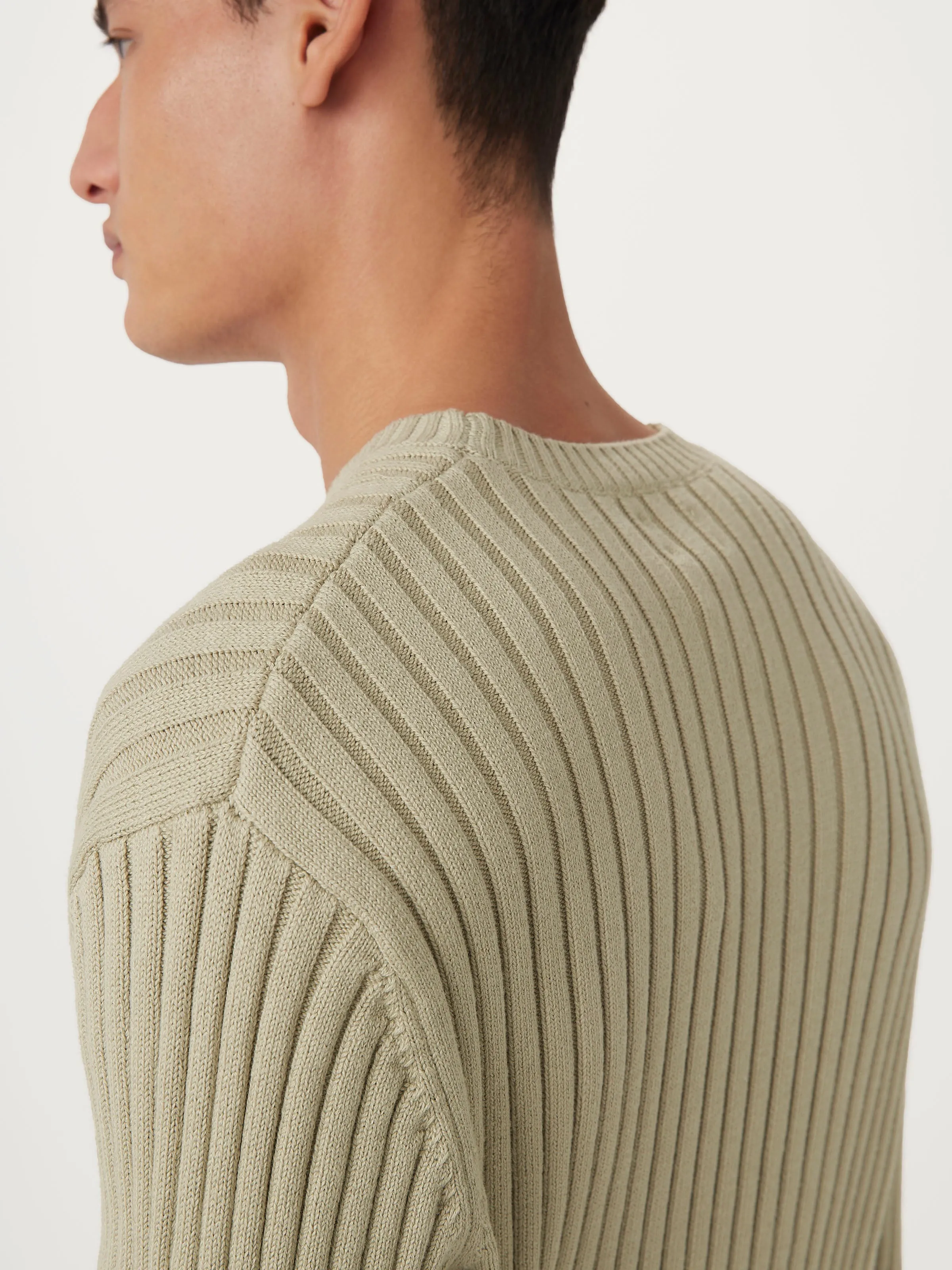 The Relaxed Ribbed Sweater  in Light Greige