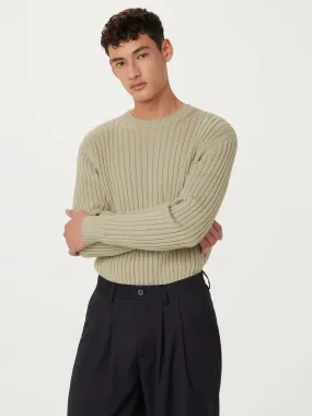 The Relaxed Ribbed Sweater  in Light Greige