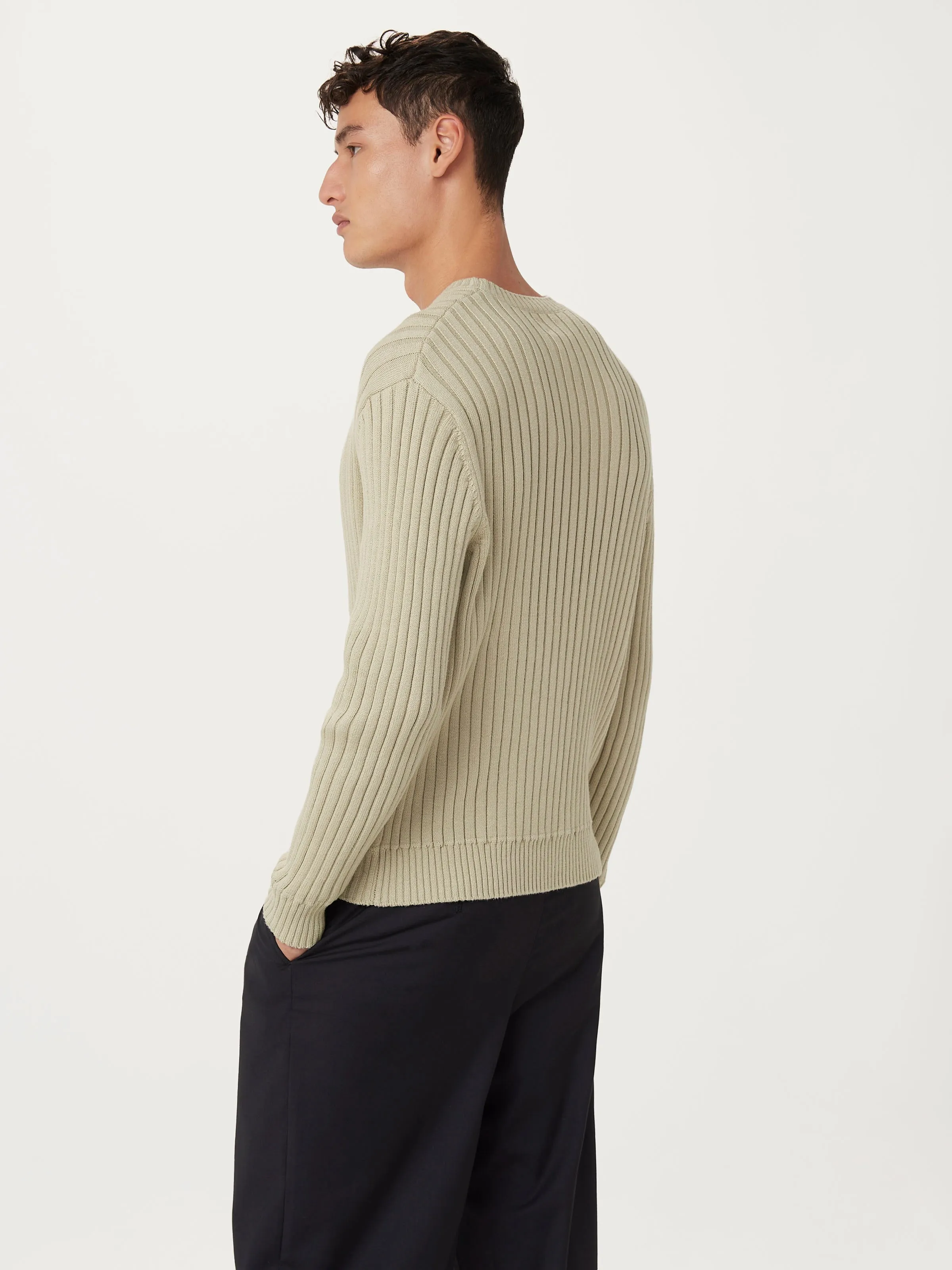 The Relaxed Ribbed Sweater  in Light Greige