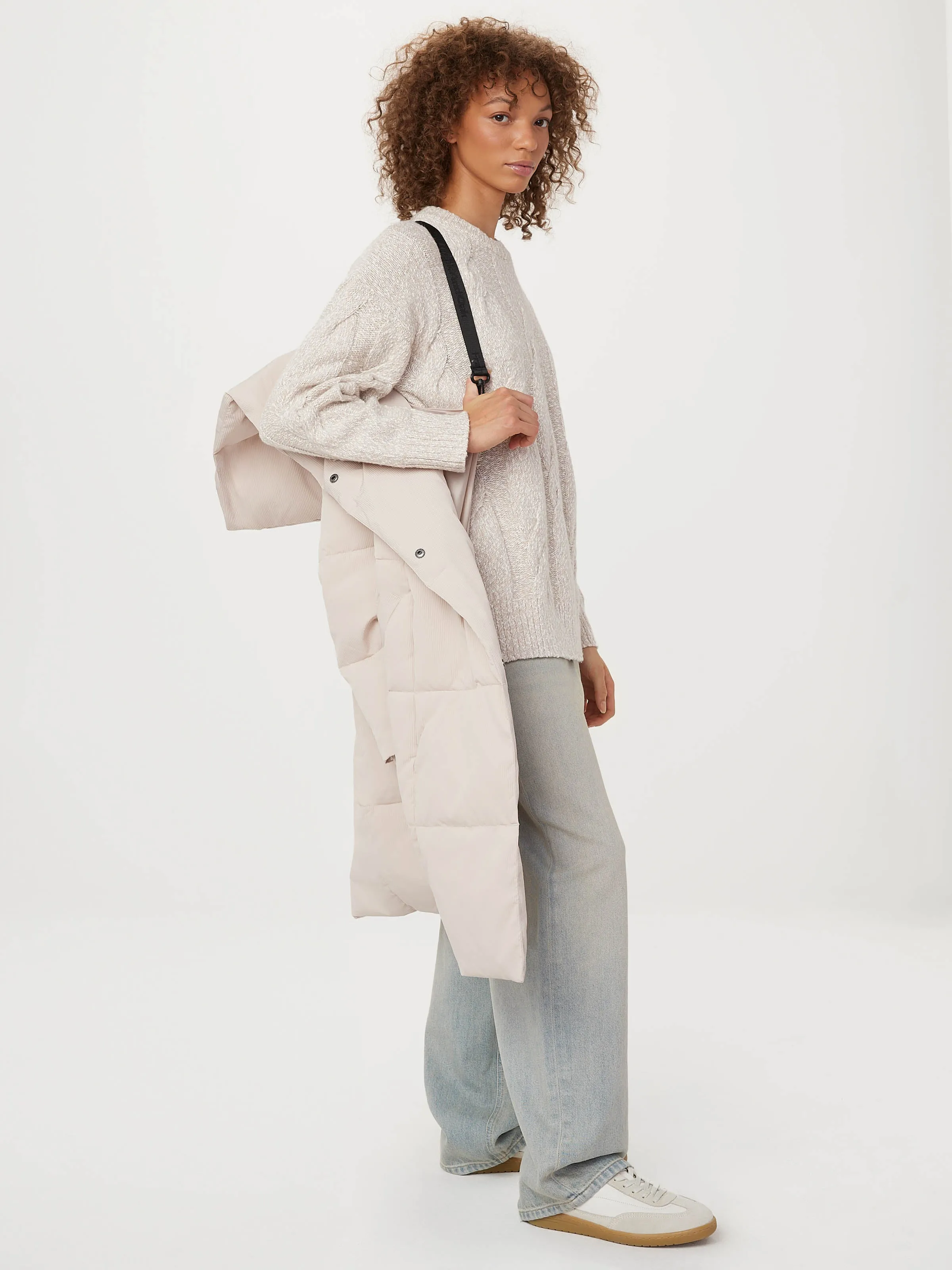 The Ribbed Hygge Puffer Coat in Grey Morn