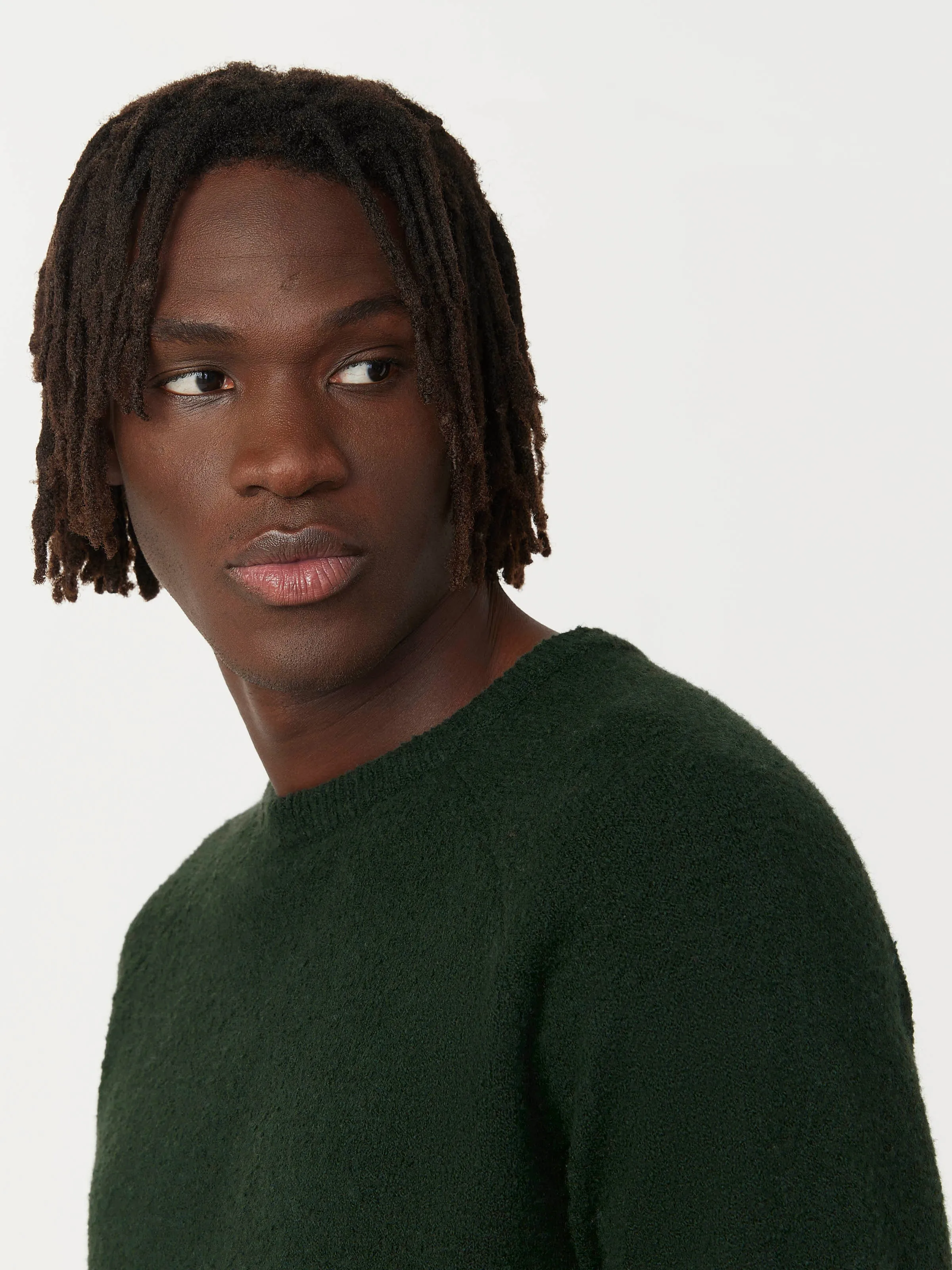 The Seawool Boucle Sweater in Forest Green