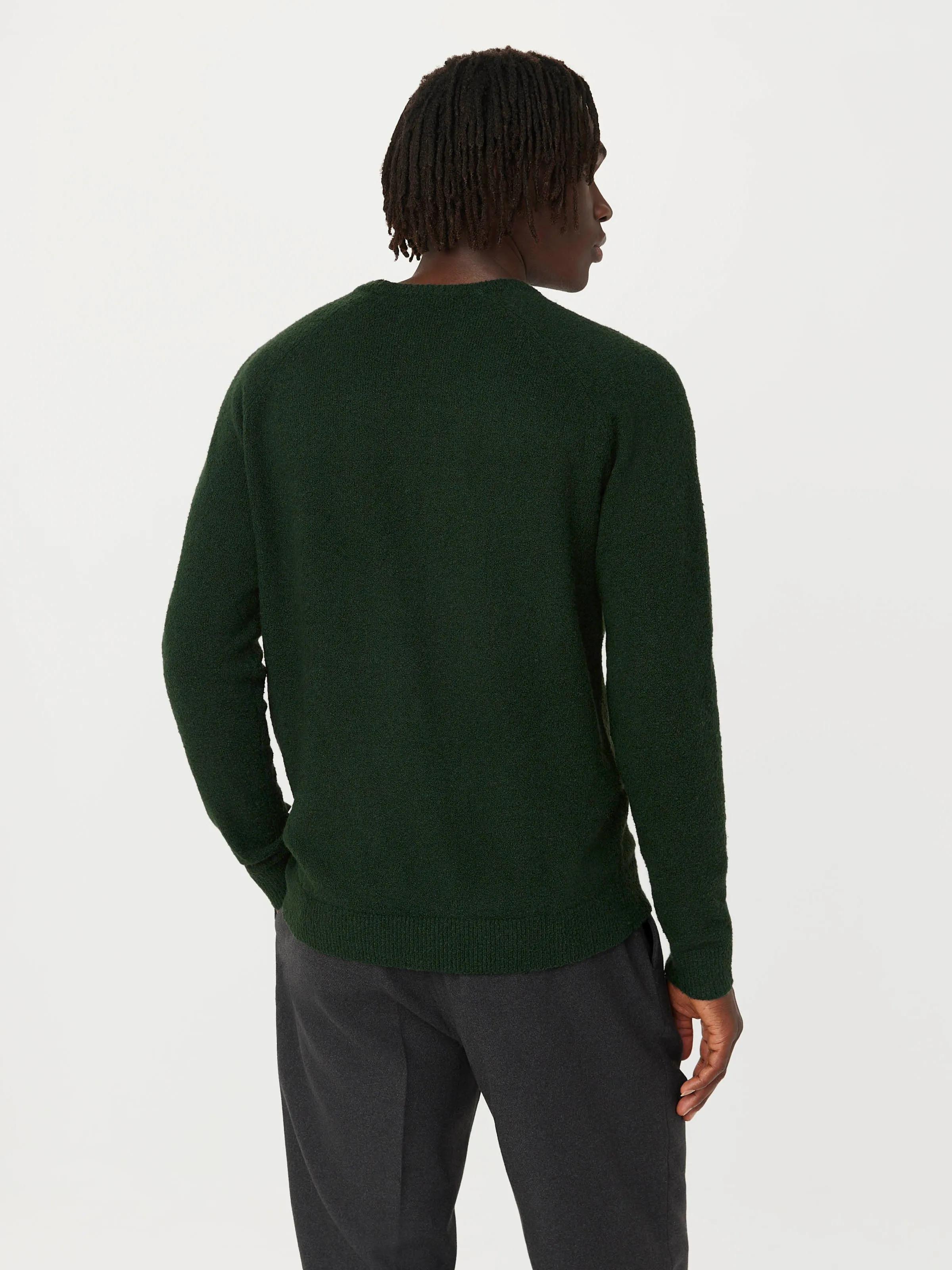 The Seawool Boucle Sweater in Forest Green