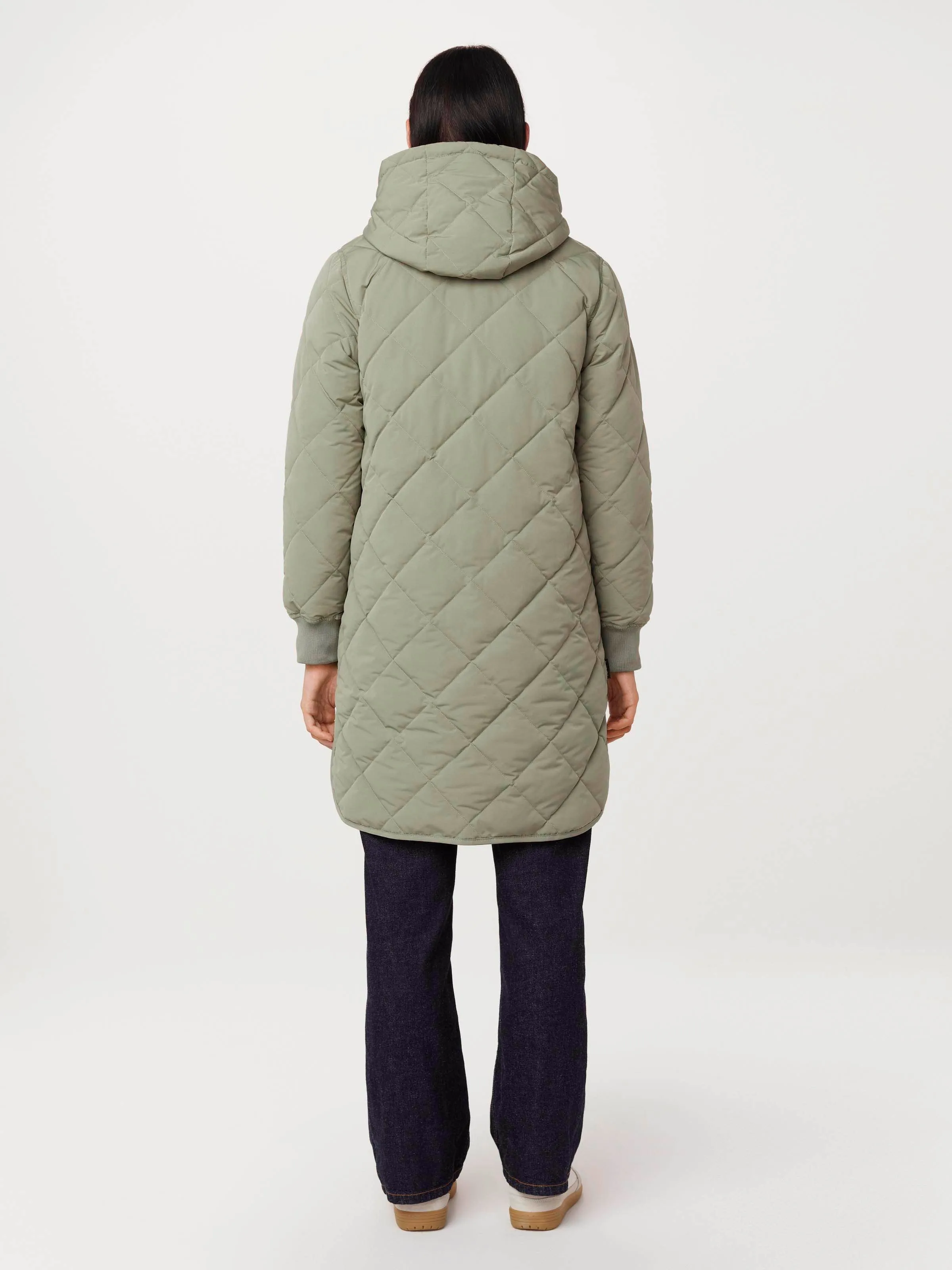 The Skyline Maxi Hooded Coat in Vetiver Green