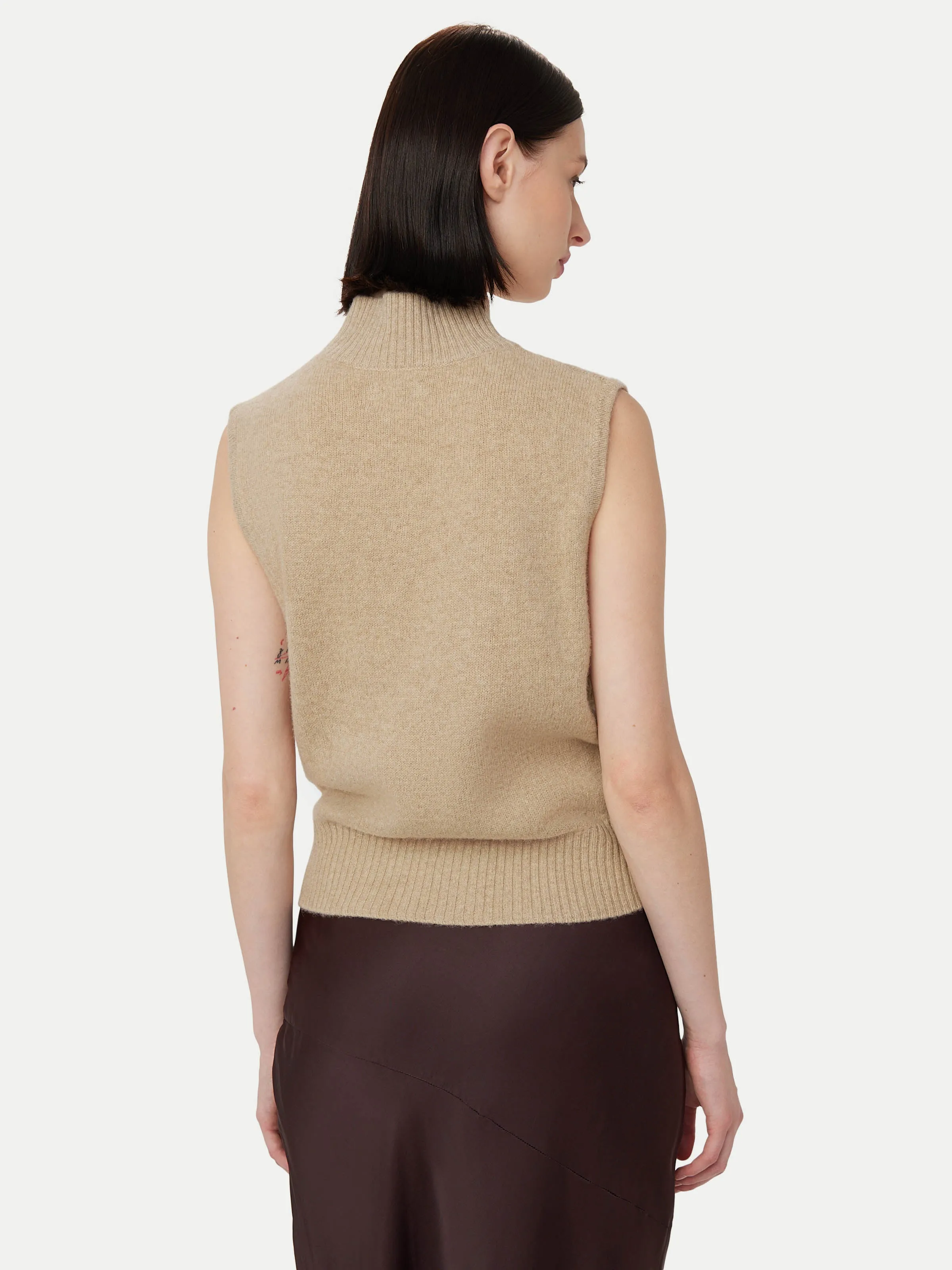 The Yak Wool Sweater Vest  in Light Beige