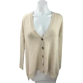 Theory Beige 100% Cashmere V Neck Button Down Cardigan Sweater Top Size S