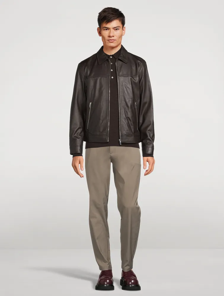 THEORY Leather Zip Jacket