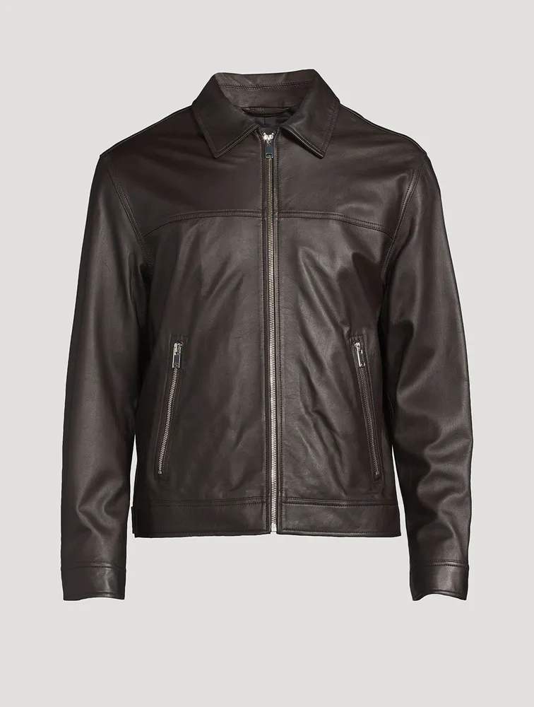 THEORY Leather Zip Jacket