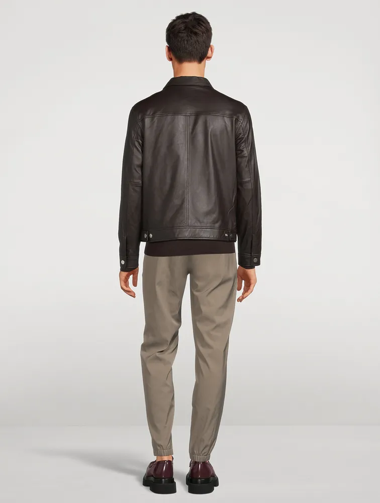 THEORY Leather Zip Jacket