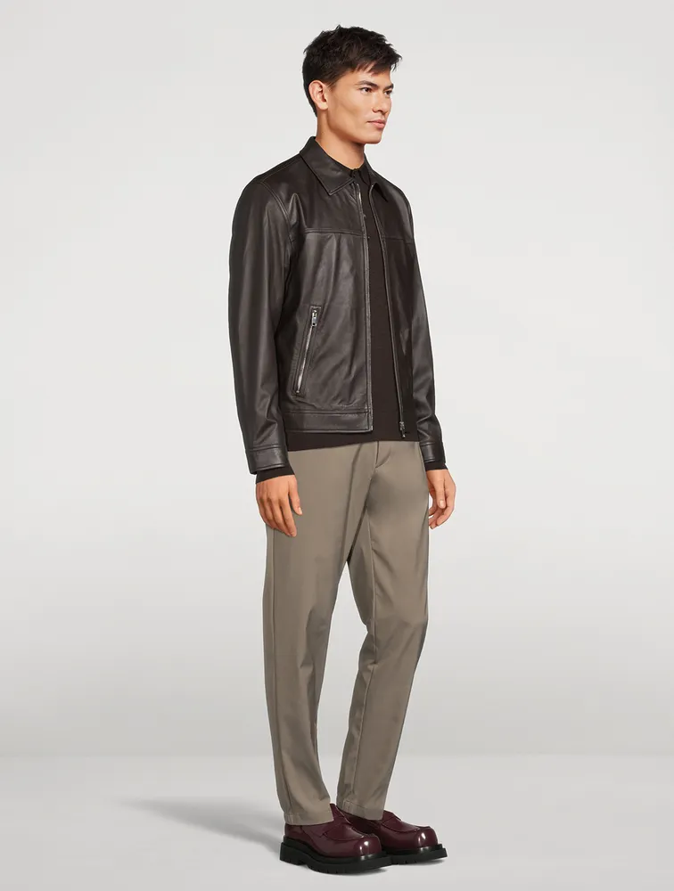 THEORY Leather Zip Jacket