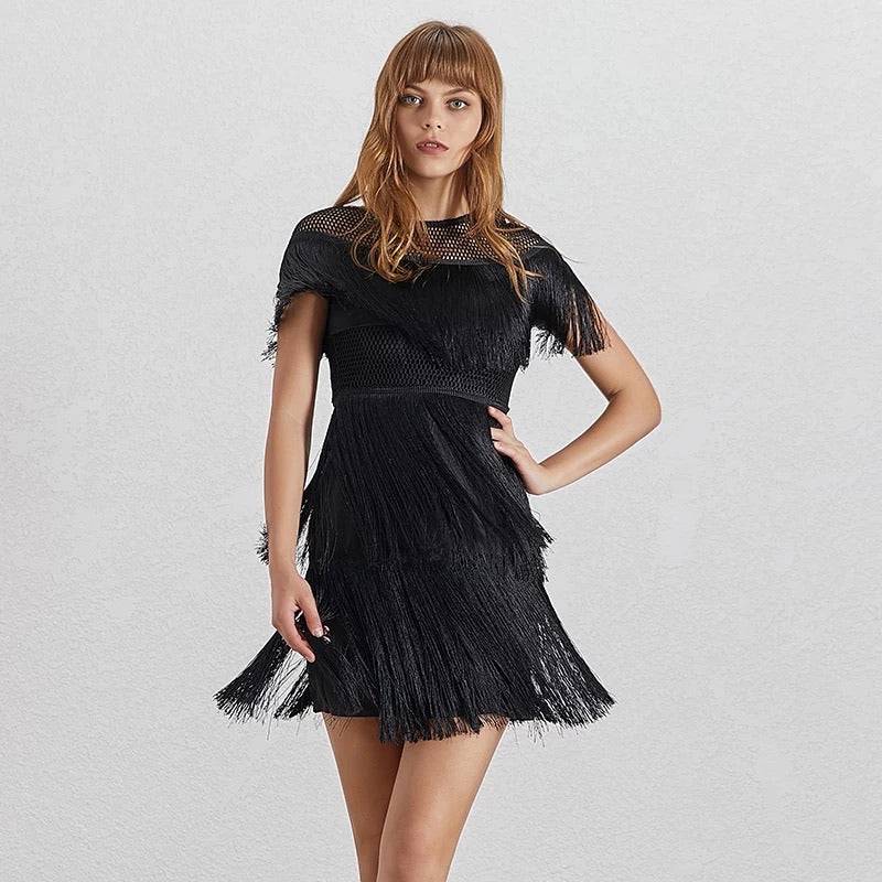 Three Layer Fringe Lux Mesh Dress