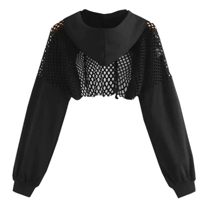 Ultra Short Sweatshirt Mesh Splice pullover