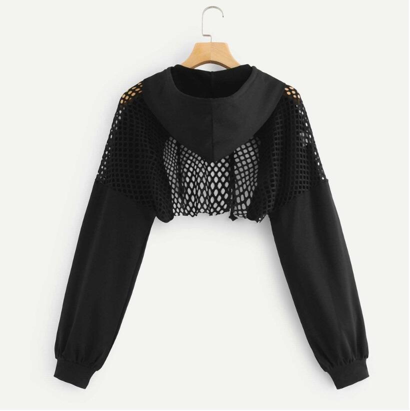 Ultra Short Sweatshirt Mesh Splice pullover