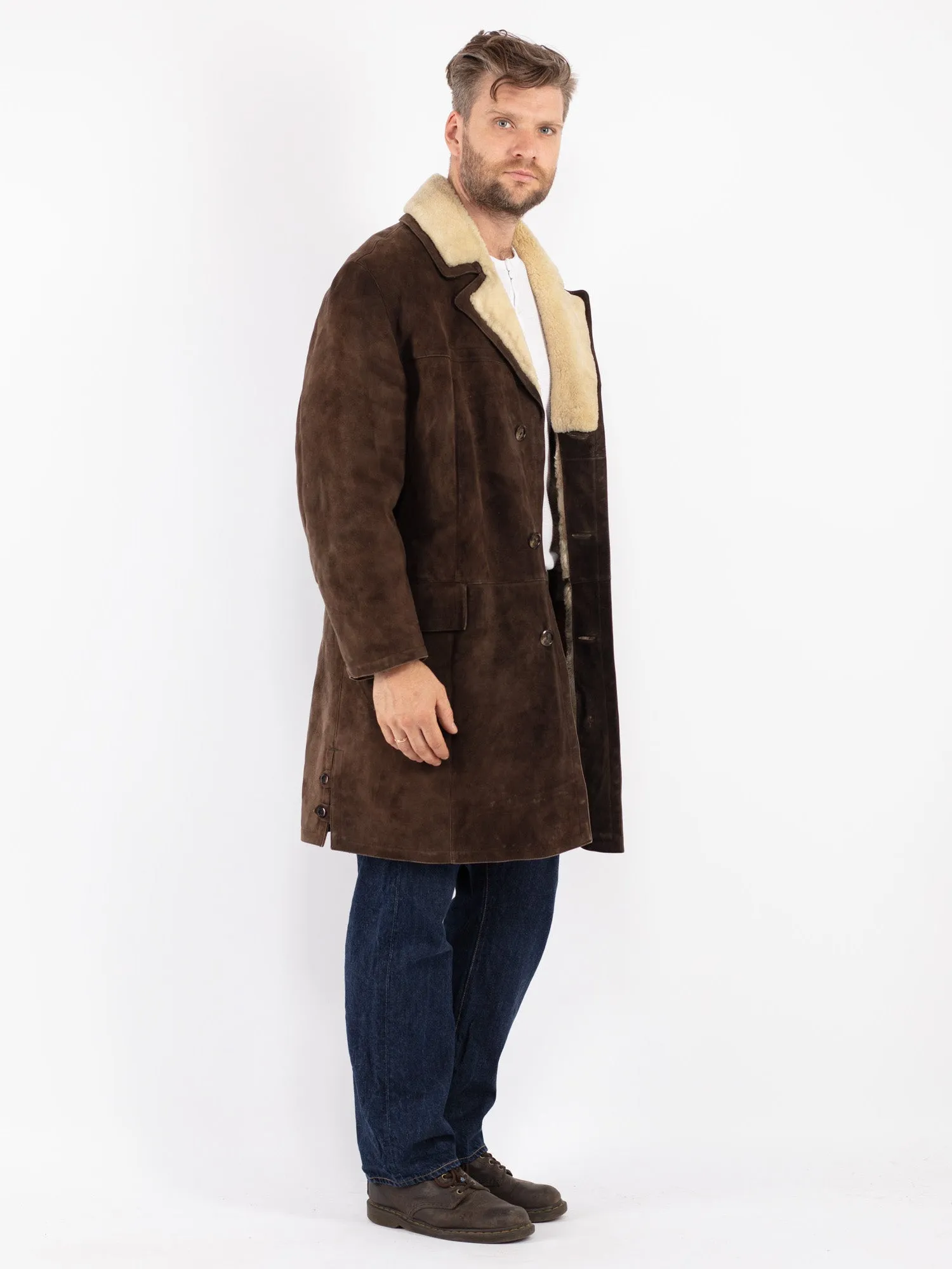 Vintage 70's Men Sheepskin Coat in Brown