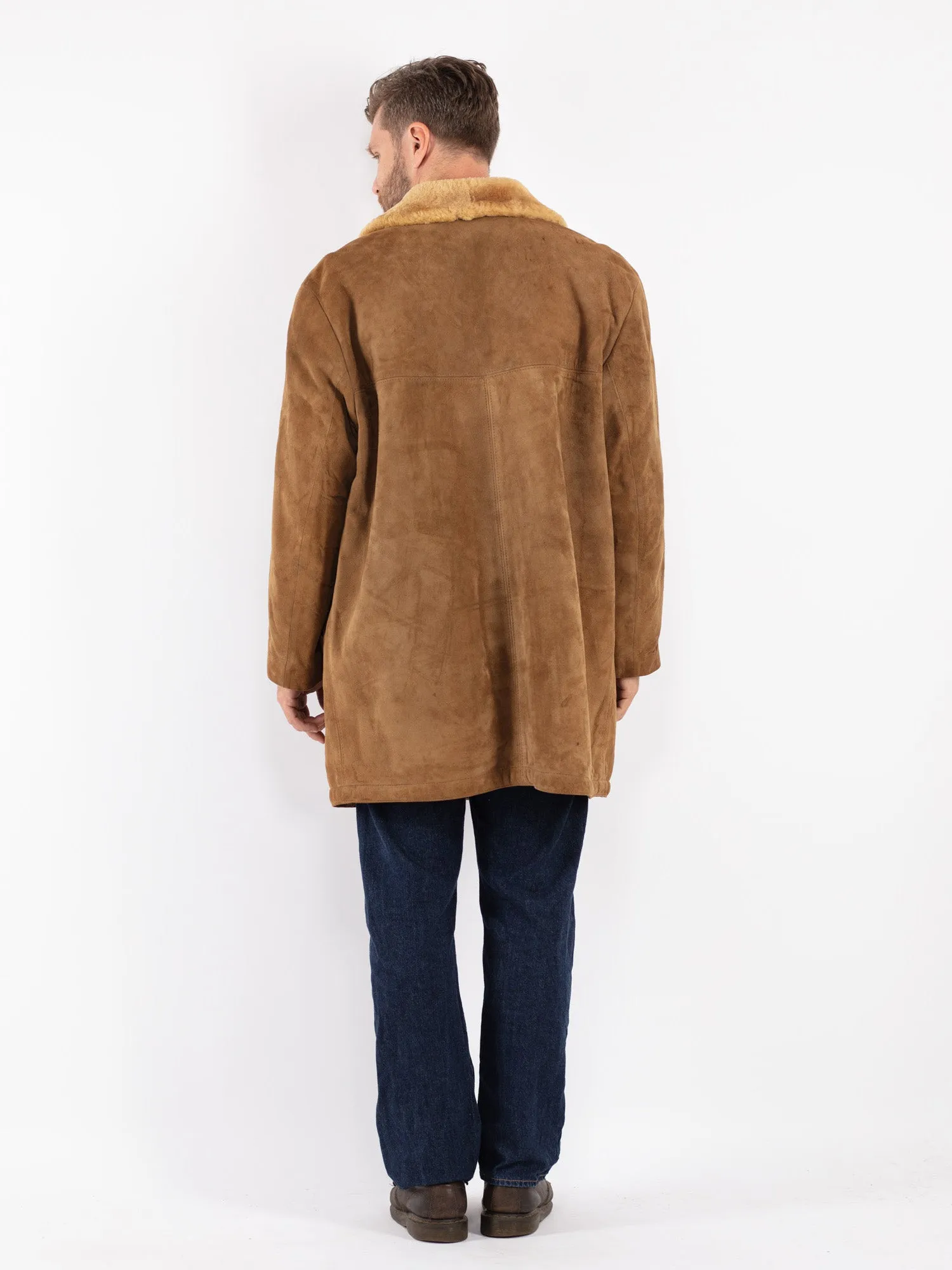 Vintage 70's Men Suede Sherpa Coat in Brown