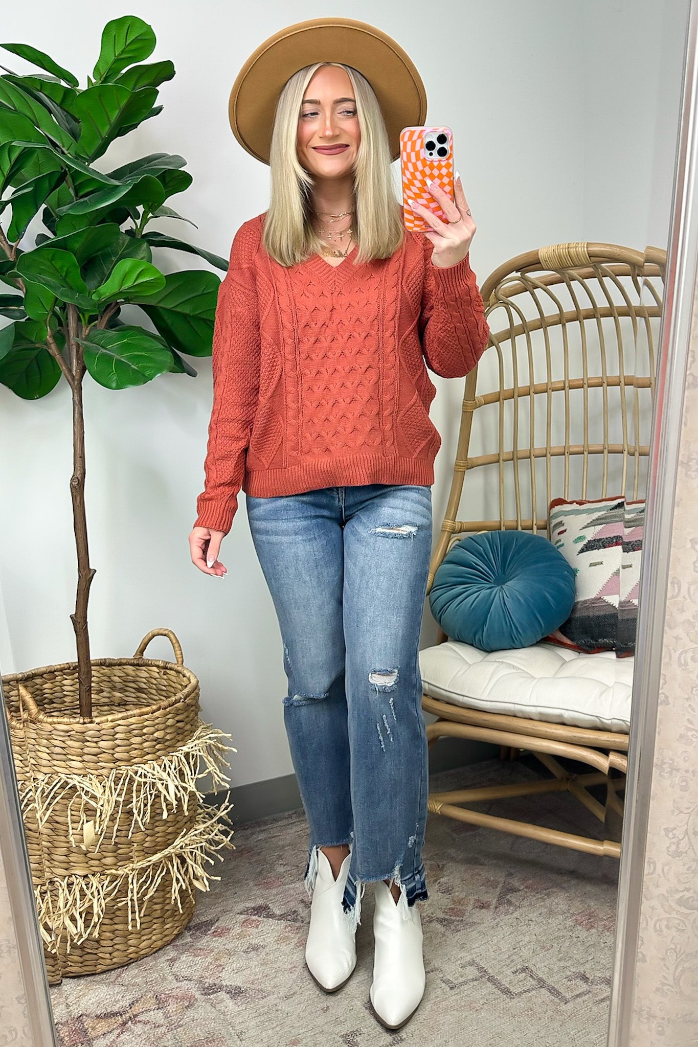 Warm Wishes Cable Knit V-Neck Sweater - FINAL SALE