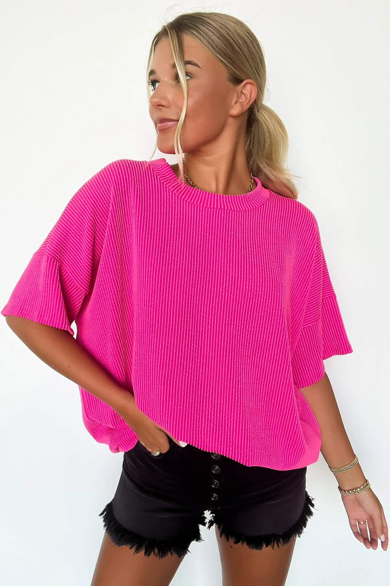 Weekend Getaway Rib Knit Oversized Top - BACK IN STOCK