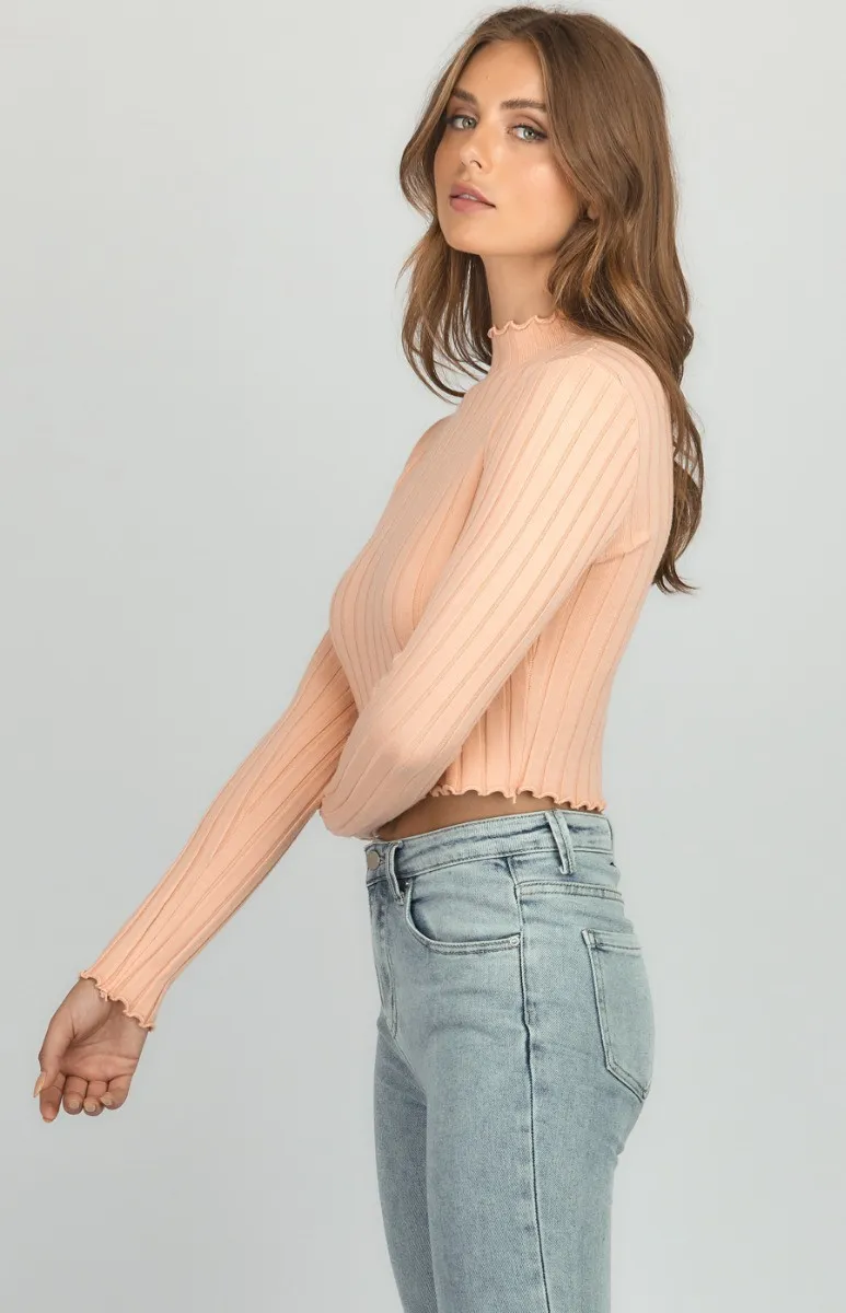 Wide Rib Knit Basic with Lettuce Edge Detail (SKN458)