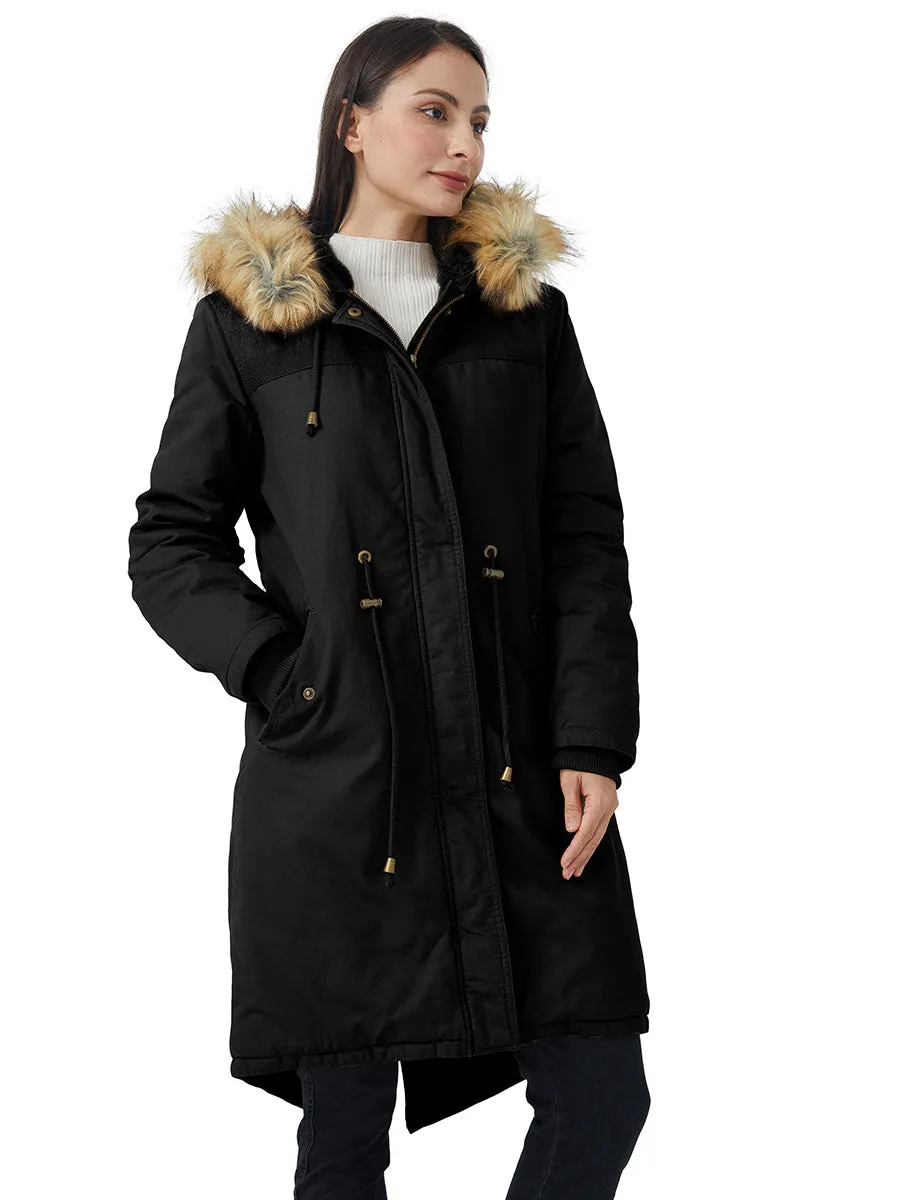 Women's Winter Long Jacket Sherpa Lined Parka Jacket Warm Coat