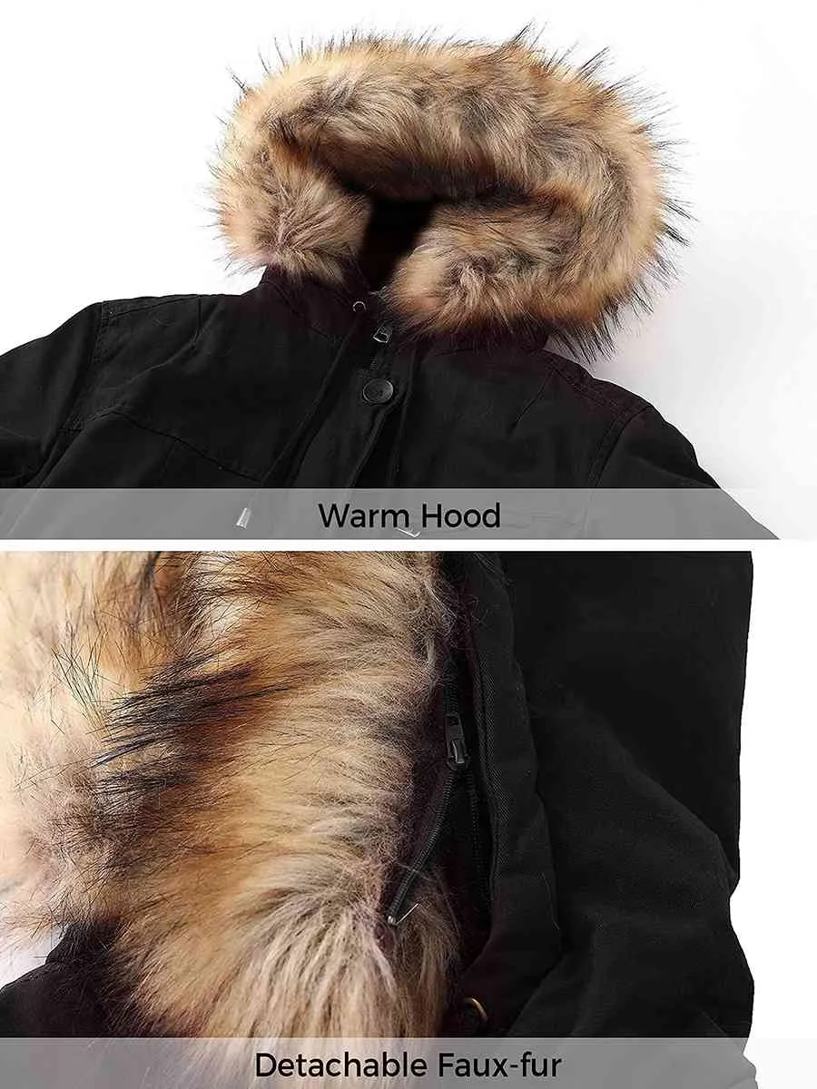 Women's Winter Thicken Fleece Jacket Military Parka Coat